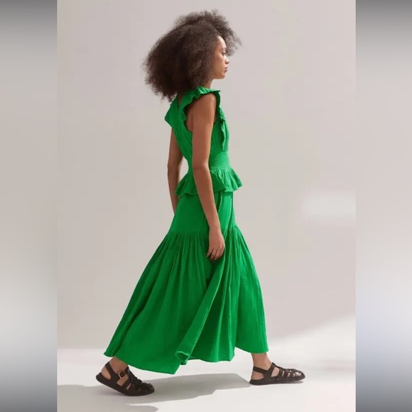 ME + EM Cheesecloth Maxi Dress Leaf Green 4 - Picture 2 of 15